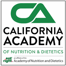 A registered dietitian presenting at the California Academy of Nutrition and Dietetics event.