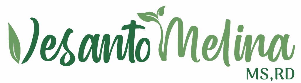 Vesanto Melina - Nutrispeak logo featuring green text and leaf design for health and nutrition.