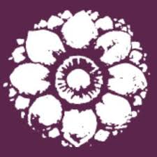 White lotus flower symbol on purple background