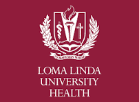 Loma Linda University Health emblem with torch and laurel leaves.
