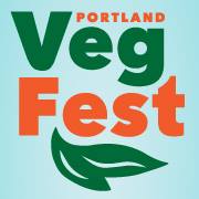 Portland Veg Fest logo with vibrant colors and leaf graphic.