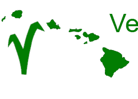 Green Hawaii islands logo with letter V