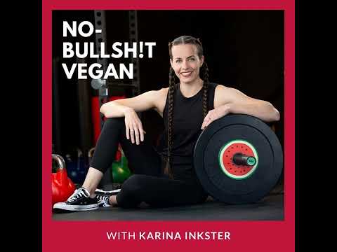 Woman with weights promoting vegan fitness and strength training.